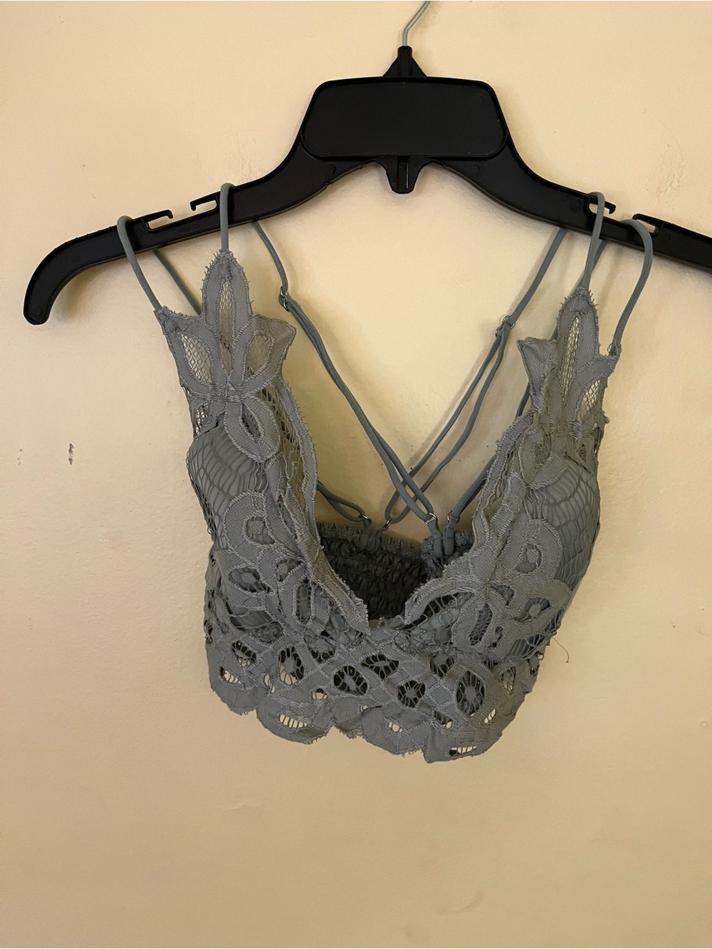True Lace Crochet Bralette with Strappy Back - Green Size Small
